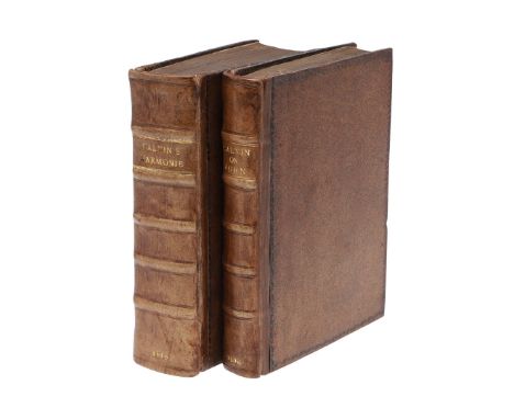 John Calvin. A Harmonie Upon the Three Evangelists, Faithfully translated out of Latine into English by E. P., wood-engraved 
