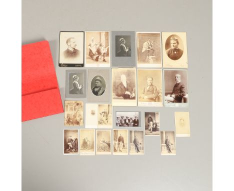 A collection of Victorian Carte de Visite portrait photographs c. 1860 and later, mainly being posed studio portraits of unkn