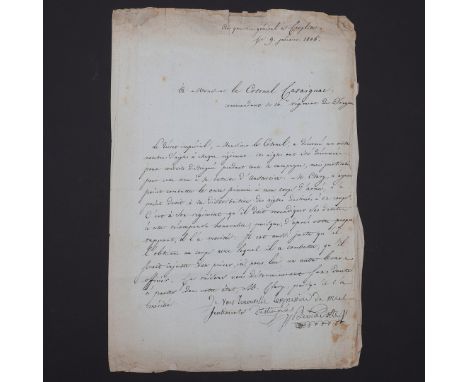 Bernadotte, Jean Baptiste Jules, French Marshal, later King Charles XIV of Sweden. Letter signed in French, with autograph su