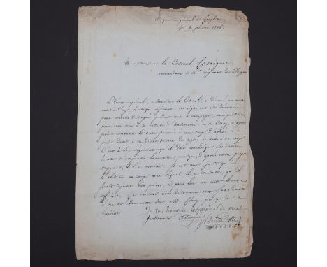 Bernadotte, Jean Baptiste Jules, French Marshal, later King Charles XIV of Sweden. Letter signed in French, with autograph su