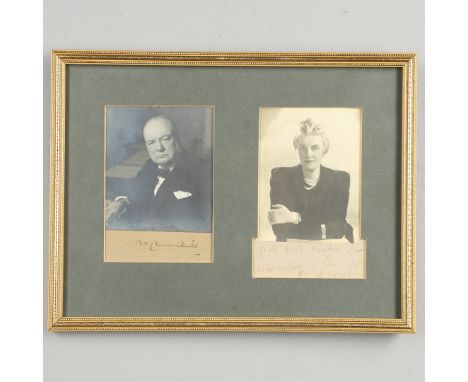 Winston Churchill (1874-1965) and Clementine Churchill (1885-1977). A clipped fountain pen signature below a black and white 