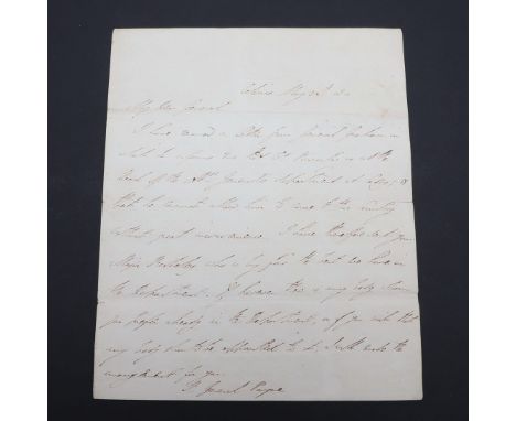 Wellington, Arthur Wellesley, lst Duke. Autograph letter signed â€œâ€Wellingtonâ€, to Lt. General Payne, 2 1/2 pp., 4to., min
