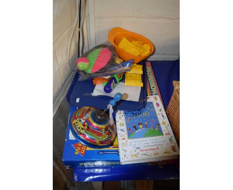 Boxed child's tool set from the My Workbench series together with various other moulds and toys