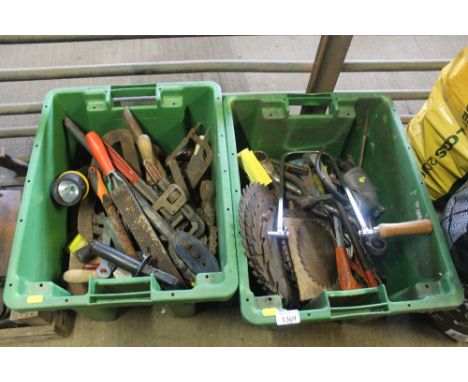 Two boxes of various hand tools etc
