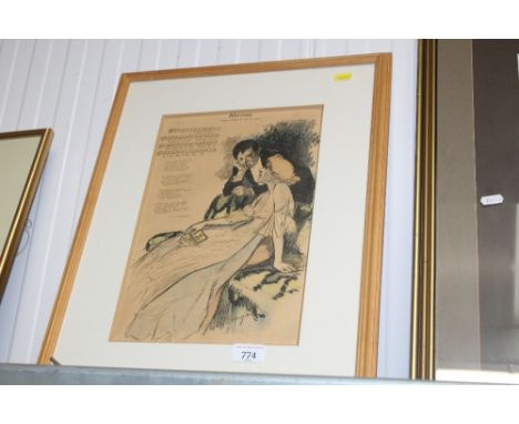 A framed and glazed print 