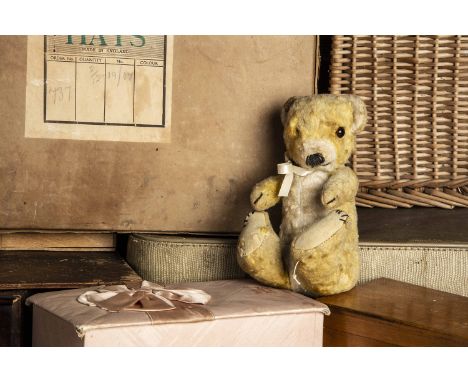 Little Loxton - a small rare 1930s Merrythought for Harringtons seated Bingie Teddy Bear, with yellow and white artificial si