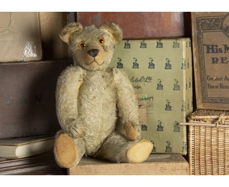 Teddy Philips - an early Chad Valley Moon Eyed Teddy Bear circa 1920, with light golden mohair, large clear and black glass e