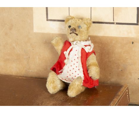 Welland - a miniature Steiff Teddy Bear probably 1930s, with beige mohair, black bead eyes, brown stitched nose and mouth, sw