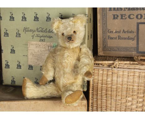 Kenilworth - a British Teddy Bear 1920s, possibly Teddy Toy Company with light golden mohair, orange and black glass eyes, pr