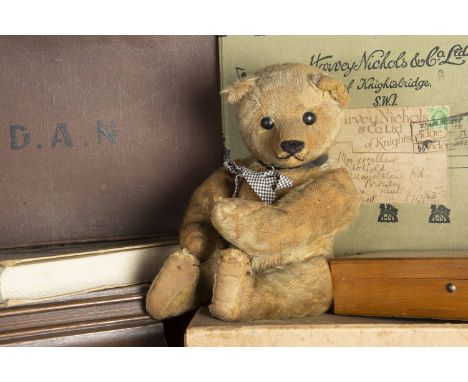 Ives - a rare and very early British Teddy Bear 1905-10, with golden mohair, large black boot button eyes, very pronounced mu