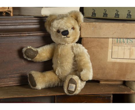 Lawton Hall - a Chad Valley post-war Teddy Bear, with  blonde mohair, orange and black glass eyes, slight muzzle, black stitc