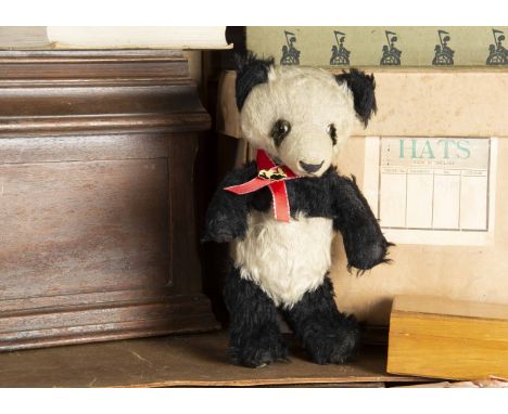 Woodgate - a Chad Valley Panda Teddy Bear 1930s, with black and white wool plush, brown and black glass eyes with white glass