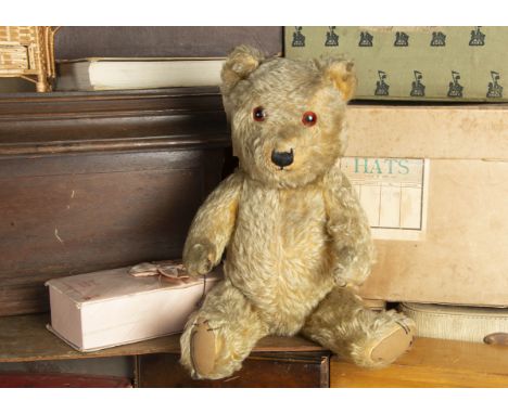 Berrington-Green - a post-war Chiltern Hugmee Teddy Bear, with golden mohair, orange and black glass eyes, slight pronounced 