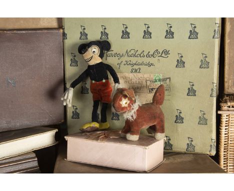 A Dean’s Rag Book Co Mickey Mouse and Chad Valley velvet dog, Mickey of white and black velvet with celluloid eyes with float