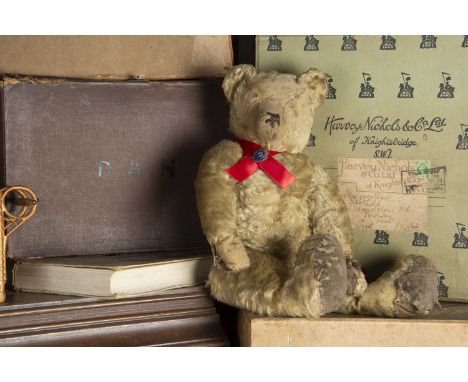 Glynn-Jones - a 1920s Farnell Teddy Bear, with blonde mohair, pronounced clipped mizzle, black stitched nose, feet claws and 