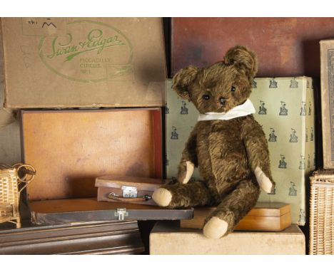 Chesapeake - a Knickerbocker Teddy Bear 1930s, with brown mohair, replaced button eyes, pronounced muzzle, black stitched nos