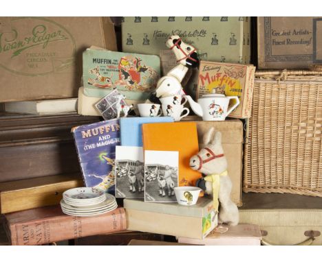 Muffin the Mule, a Moko die-cast Muffin the Mule puppet, in original box; a Muffin wooden string puppet —10in. (25cm.) high, 