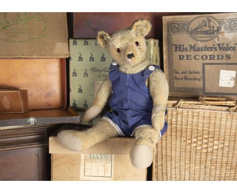 Teddy Knowles - a Farnell 1920s Teddy Bear, with blonde mohair, orange and black glass eyes, pronounced muzzle, black stitche