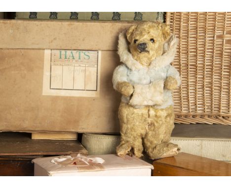 Trippleton - rare Chiltern Skater Teddy Bear 1930s, with blonde artificial silk plush, brown and black glass eyes, pronounced