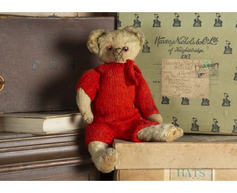 Teddy Bateman - a Terrys Teddy Bear 1915-20, with blonde mohair, clear and black glass oily eyes with brown painted backs, pr