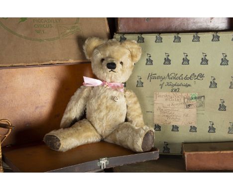 Dempsey - a post-war Chad Valley Teddy Bear, with blonde mohair, orange and black glass eyes, slight muzzle, black stitched n