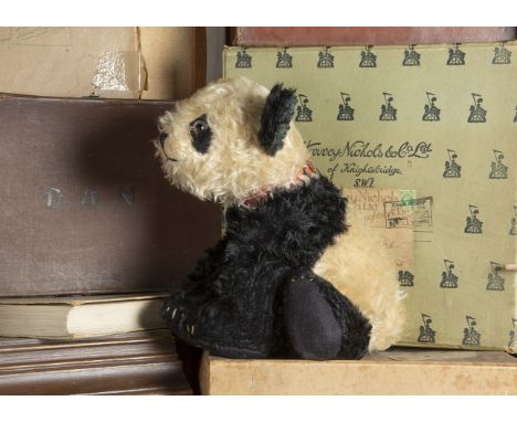 Ming - A Dean’s Rag Book Co walking Panda Bear circa 1949, with black and white mohair, clear and black glass eyes, black sti