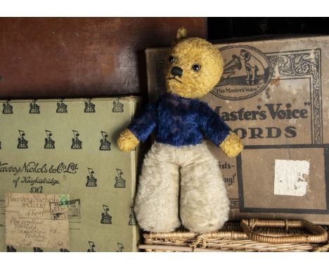 Beddow - a sailor Teddy Bear late 1930s, possibly Chiltern,golden artificial silk plush head and hands, clear and black glass