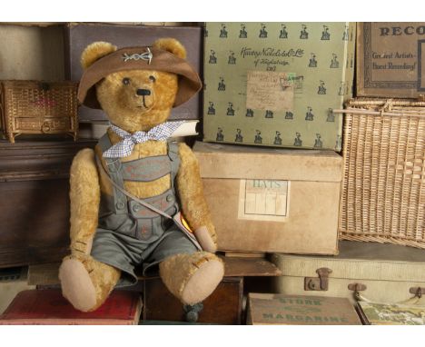 Old Barney - a large German Teddy Bear 1910-20s, with golden mohair, flat black boot button eyes, pronounced muzzle, black st