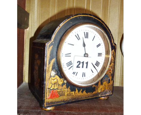 Victorian chinoiserie lacquered mantle clock with French movement