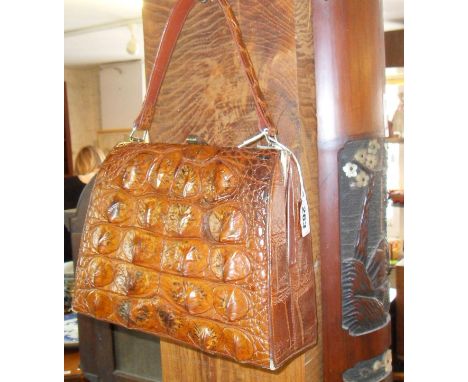 Vintage clothing:- Crocodile handbag, c.1930s