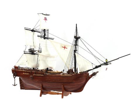 Scale model sailboat after the M S Bounty from 1783, 62 cm high, 92 cm long