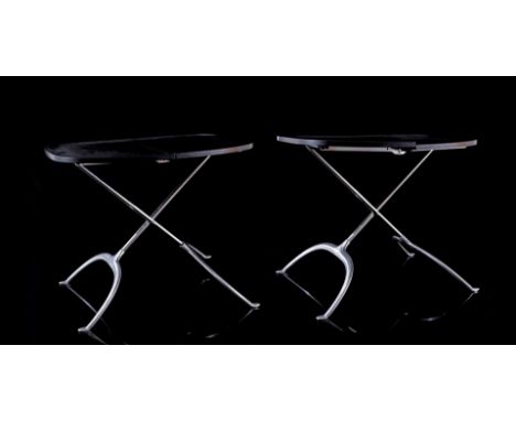 Antonio Citterio (1950-)2 metal folding tables with plastic top, design Antonio Citterio for Kartell, model 'Leopoldo', marke