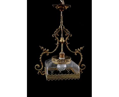 Classic hall lamp with square glass shade, approx. 45 cm high