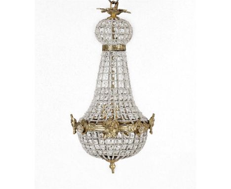 Classic hanging lamp, pocket model with cut beads, 70 cm high