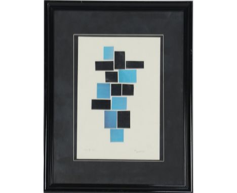 Siep van den Berg (1913-1998)Composition with planes, lithograph from 1984, 22x13 cm
