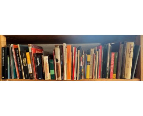 Shelf with various art books