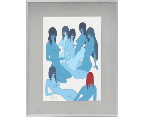 Felix Labisse (1905-1982)Composition with women, color lithograph 94/100, 44x32 cm