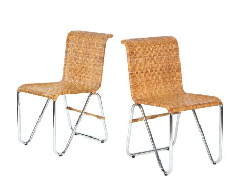 Willem Hendrik Gispen (1890-1981)2 chairs with wicker wicker, design A H Gispen for Gispen, model '2a/diagonal chair', design