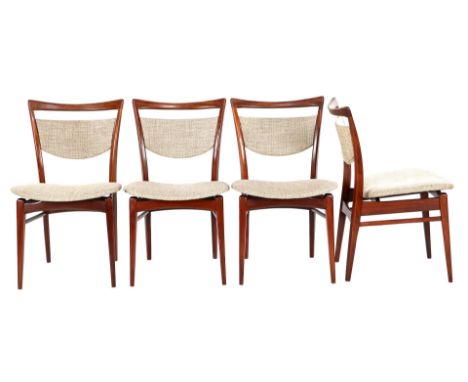 Louis van Teeffelen (1921-1972)4 teak chairs with sand-coloured upholstered back and seat, design Louis van Teeffelen for WéB