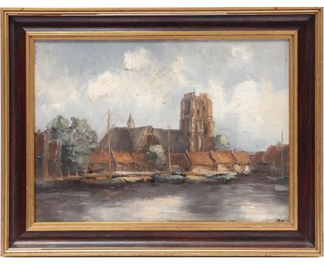 Anonymous, view of Dordrecht, panel 28x39 cm