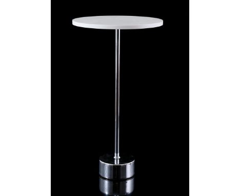 Chromed metal side table, manufactured by COR, model 'Tablo', Germany 21st century, 50 cm high, 28 cm diameter