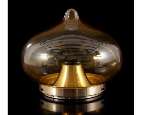 Dijkstra ceiling/wall lamp with metal frame and smoked glass in drop shape, the Netherlands 1970s, approx. 24 cm high