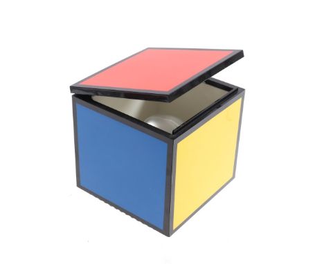 Plastic table lamp in the shape of a multicolored cube, design OPI Milano for Cini &amp; Nils, model 'Cuboluce Classic Pentac