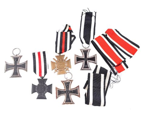 5 First World War medals including 3x Iron Cross 2nd Class (for gallantry) and 2x Hindenburg Cross (for widow of fallen soldi