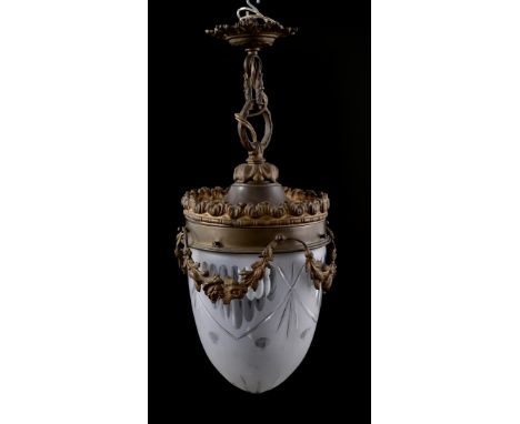 Classic hall lamp with glass shade, approx. 50 cm high