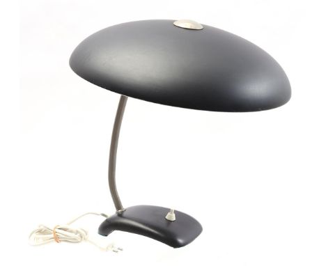 Blackened metal desk lamp in Bauhaus style with adjustable shade, Germany 1950s, 37 cm high