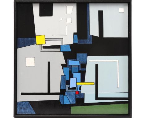 Thijs Hanekamp (1954-)Lonely Red Square, panel dated 2022, 60x60 cm