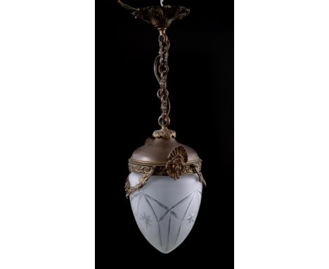 Classic hall lamp with glass shade, approx. 50 cm high