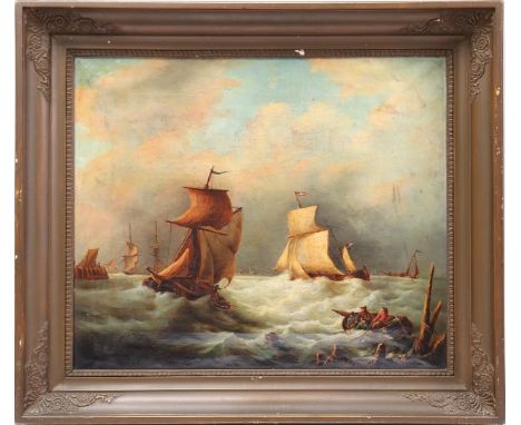 Anonymous, wall decoration after an old master, current at sea, canvas 49x56 cm