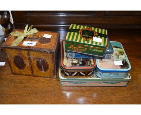 A Crawfords biscuits tin in the form of a tea caddy, others